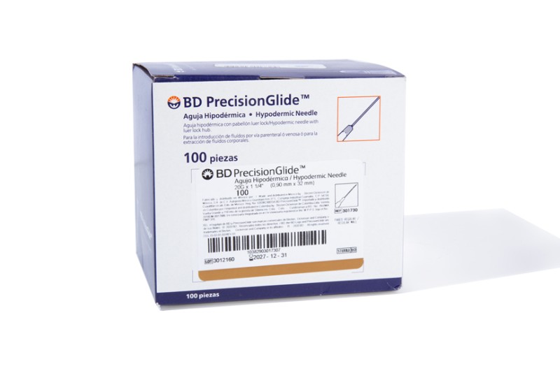 Aguja bd hipodermica 20gx32mm c/100 pzs – Artículos Químicos y Médicos