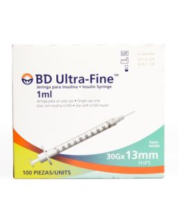 Jeringa insulina 1ml 30x13 con100 pzas