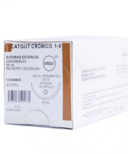 Catgut crómico absorbible 1-0 36mm c/12