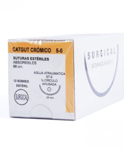 Surgical catgut crómico 5-0 st10 aguja c/12