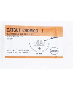 Sobre sutura catgut crómico 1-0 st 10