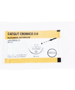 Sobre sutura catgut crómico 2-0 st10