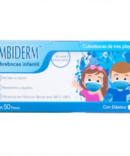 Cubrebocas ambiderm plisado infantil azul