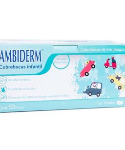 Cubrebocas ambiderm plisado infantil carritos