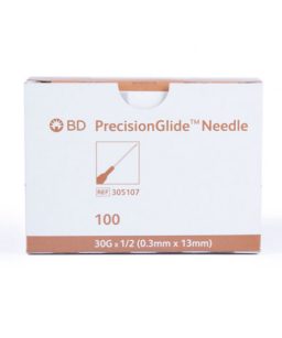 Aguja bd hipodérmica 30gx13mm c/100 pzs