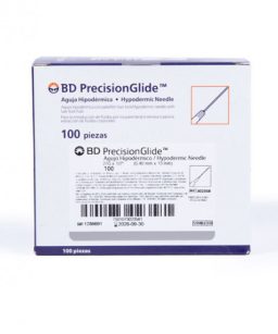 Aguja bd hipodérmica 27gx13mm c/ 100 pzas