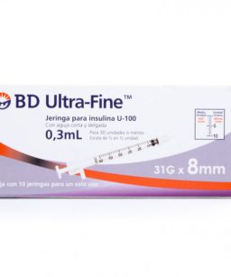 Jeringa insulina 0.3ml 31gx8mm con 10pzas