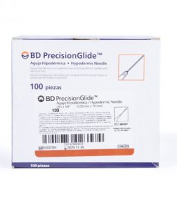 Aguja bd hipodérmica 25gx15mm c/100 pzs