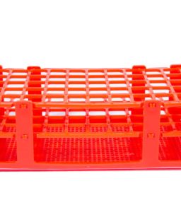 Gradilla de plástico roja para 60 tubos