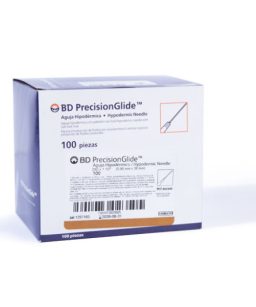 Aguja bd hipodérmica 20gx38mm c/100 pzs