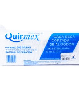 Gasa no estéril quirmex (10x10 cm) 12 capas c/200 pzas