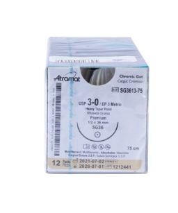 Catgut crómico absorbible 3-0 sg36 c/12