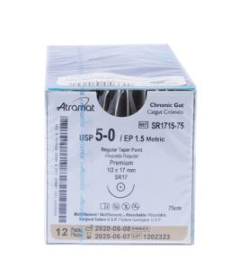 Catgut crómico absorbible 5-0 26mm c/12