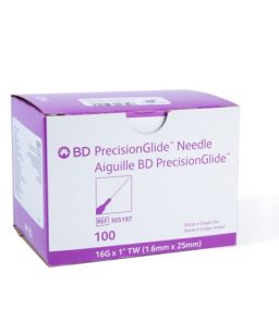 Aguja hipodérmica bd 16g x 25mm c/100