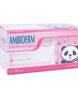 Cubrebocas infantil rosa con pandas
