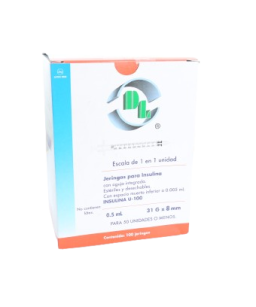 DL Jeringa de insulina 0.5ml x 31G x 8mm 100pz