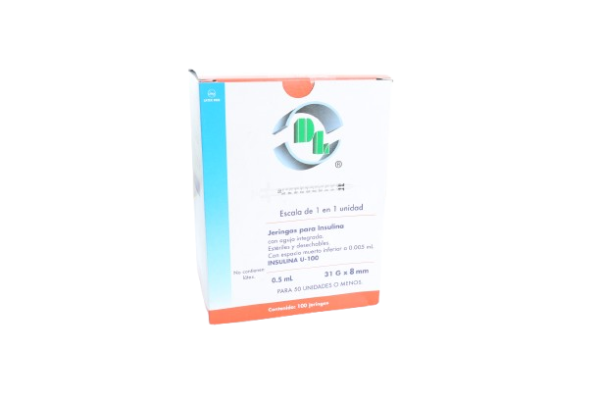 DL Jeringa de insulina 0.5ml x 31G x 8mm 100pz